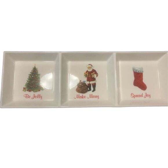 Martha Stewart Divided Holiday Server Dish - Picture 1 of 9